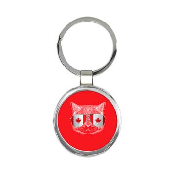 Canadian Flag Cat : Gift Keychain For Canada Lover Patriot Pet Maple Leaf EH Team Cute Funny