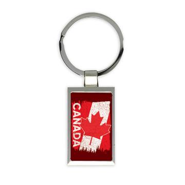 Canadian Flag Distressed : Gift Keychain Canada Maple Leaf National Day EH Team Patriotic Art