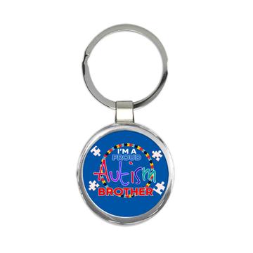 Proud Autism Brother : Gift Keychain Puzzle Awareness Month Family Protection Support