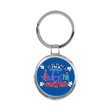 Proud Autism Sister : Gift Keychain Puzzle Awareness Month Family Protection Support