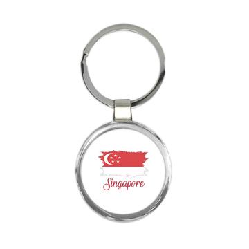 Singapore Flag : Keychain Gift  Singaporean Country Expat