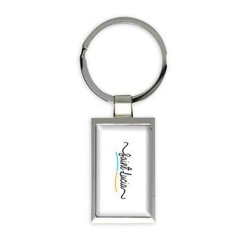 Saint Lucia Flag Colors : Gift Keychain Travel Expat Country Minimalist Lettering