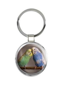 Parakeet Couple Love is the Answer : Gift Keychain Bird Valentines Pet Birdwatcher Cute