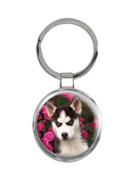 Siberian Husky Mom Flowers : Gift Keychain Dog Pet Puppy Floral Animal Cute
