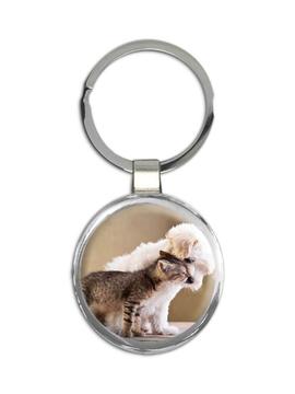 Dog And Cat Kissing Best Pals : Gift Keychain Pet Puppy Animal Cute Friend Friendship