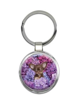 Chihuahua : Gift Keychain Pet Animal Puppy Dog Flowers Canine Pets Dogs