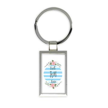 Best TWIN Ever : Gift Keychain Christmas Cute Birthday Stripes Blue