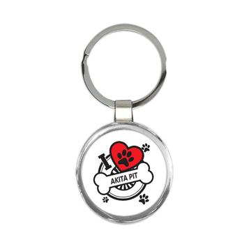 Akita Pit: Gift Keychain Dog Breed Pet I Love My Cute Puppy Dogs Pets Decorative