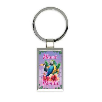 Customizable Macaw and Toucan : Gift Keychain Miami Florida Personalized Tropical Bird Animal
