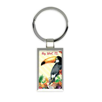 Customizable Toucan : Gift Keychain Key West Florida Personalized Tropical Bird Nature Artistic Watercolor