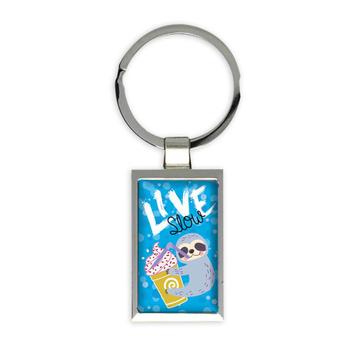 Sloth Drinking Live Slow : Gift Keychain Coffee Tea Frappe Frappuccino Cool Bobba