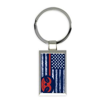 Flag Sloth : Gift Keychain Americana USA July 4th Patriot America