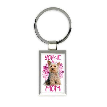 Yorkie Mom Flowers : Gift Keychain Cute Yorkshire Dog Pet Dogs