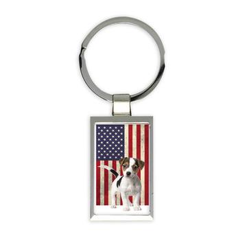 Jack Russell Terrier USA Flag : Gift Keychain Dog American United States