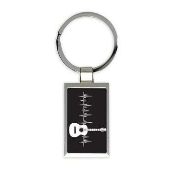 Classic Guitar Life Line Music Wall Art Print : Gift Keychain Black And White Poster Decor