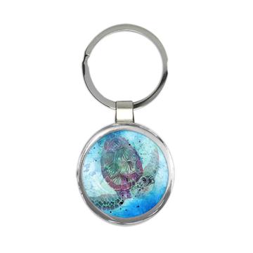 Watercolor Turtle : Gift Keychain Ocean Animal Nature Protector Painting Art Yoga Trends