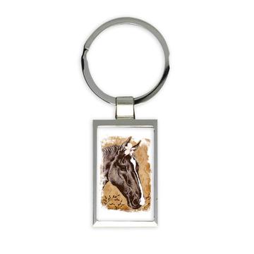 Horse Face Drawing Orchid : Gift Keychain Domestic Animal Realistic Art Cute Children