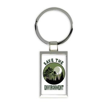 Save The Environment : Gift Keychain Green Power Plant Trees Ecology Nature Protection
