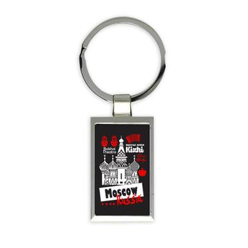 Moscow Russia Turistic Places : Gift Keychain Graphic Bolshoi Theatre Hermitage Museum