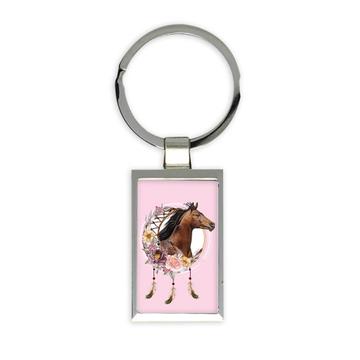 Horse Dreamcatcher : Gift Keychain Esoteric Feathers Animal Lover Her Room Decor Poster Flower