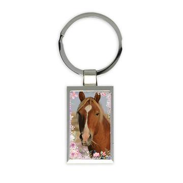 Sweet Horse Photo : Gift Keychain Floral Frame For Dairy Notebook Cover Animal Lover Teenager