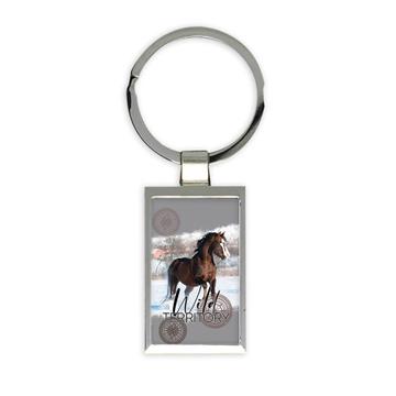 Horse Winter : Gift Keychain For Notebook Dairy Cover Print Animal Lover Wild Wall Poster Decor