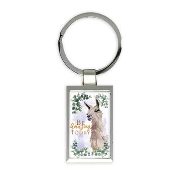Llama Be Amazing Today : Gift Keychain Leaves Frame Cute Animal For Her Him Best Friend