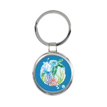 Turtle Seaweed : Gift Keychain Underwater Print For Sea Water Animal Lover Ocean Cute Art Child