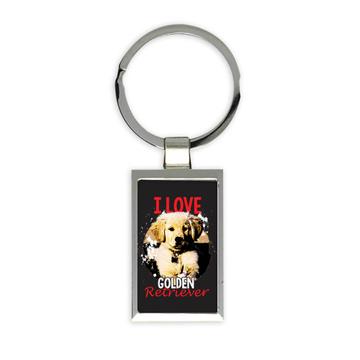 For Golden Retriever Owner Lover : Gift Keychain Dog Dogs Animal Pet Photo Art Print Love Cute