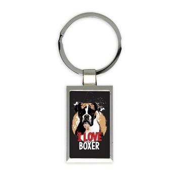 For Boxer Dog Owner Lover : Gift Keychain Dogs Animal Pet Photo Art Birthday Decor Favor