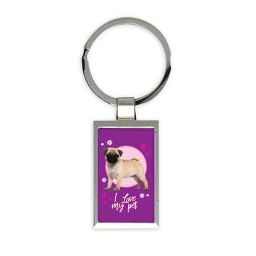 For Pug Dog Lover Owner : Gift Keychain Dogs Animal Pet Cute Art Birthday Decor Puppy Girl