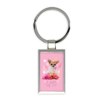 For Chihuahua Dog Lover Owner : Gift Keychain Dogs Animal Pet Photo Art Birthday Decor Cute