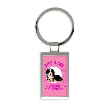 For Saint Bernard Dog Lover Owner : Gift Keychain Dogs Animal Pet Photo Art Birthday Girl