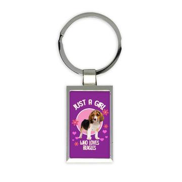 For Girl Beagles Lover Owner : Gift Keychain Puppy Dogs Animal Pet Photo Art Birthday Print
