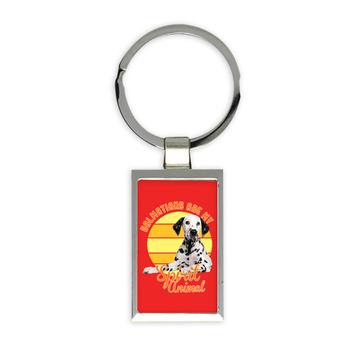 For Dalmatian Lover Owner : Gift Keychain Puppy Dogs Spirit Animal Pets Photo Art Birthday Retro