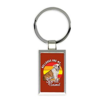 For Bulldogs Lover Owner : Gift Keychain Puppies Dogs Spirit Animal Pets Photo Art Birthday Stripes