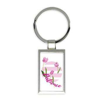 Pink Tulip Tulips Lover : Gift Keychain Patience Flower Floral Print For Her Woman Mothers Day Stripes