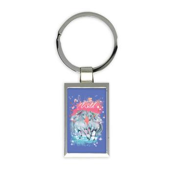 For Horses Lover : Gift Keychain Running Horse Watercolor Art Romantic Cute Kid Child Animal