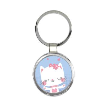 Sweet Kitten Cat Art : Gift Keychain For Baby Shower Girl Girlish Teenage Birthday Cute Hearts