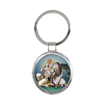Radha Krishna Indian Art : Gift Keychain Hindu Religion God Devotional Poster For Home Decor