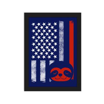 Flag Sloth : Gift Poster Americana USA July 4th Patriot America