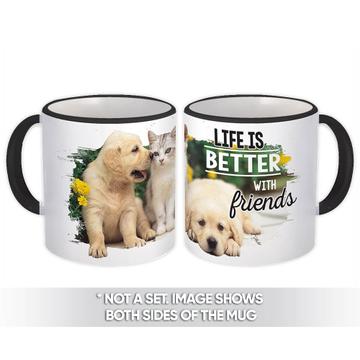 Golden Retriever Cats : Gift Mug Life is Better With Friends Dog Garden Pet Puppy