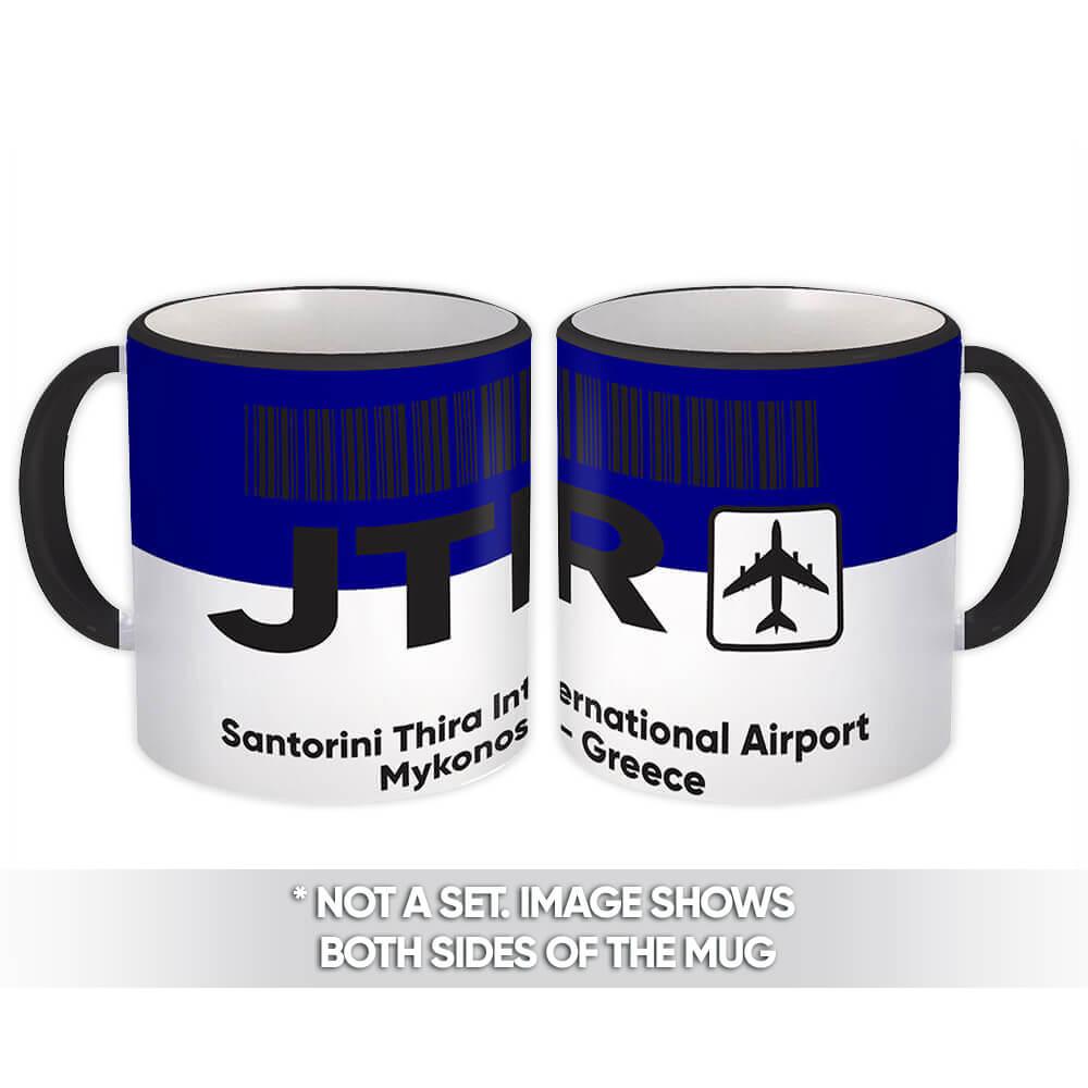 Gift Mug Greece Santorini Thira Airport JTR Airline Travel Pilot AIRPORT