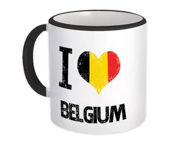 I Love Belgium : Gift Mug Heart Flag Country Crest Belgian Expat
