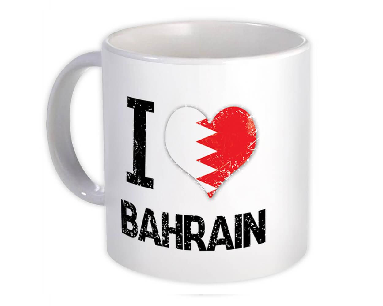 Gift Mug : I Love Bahrain Heart Flag Country Crest Bahraini Expat