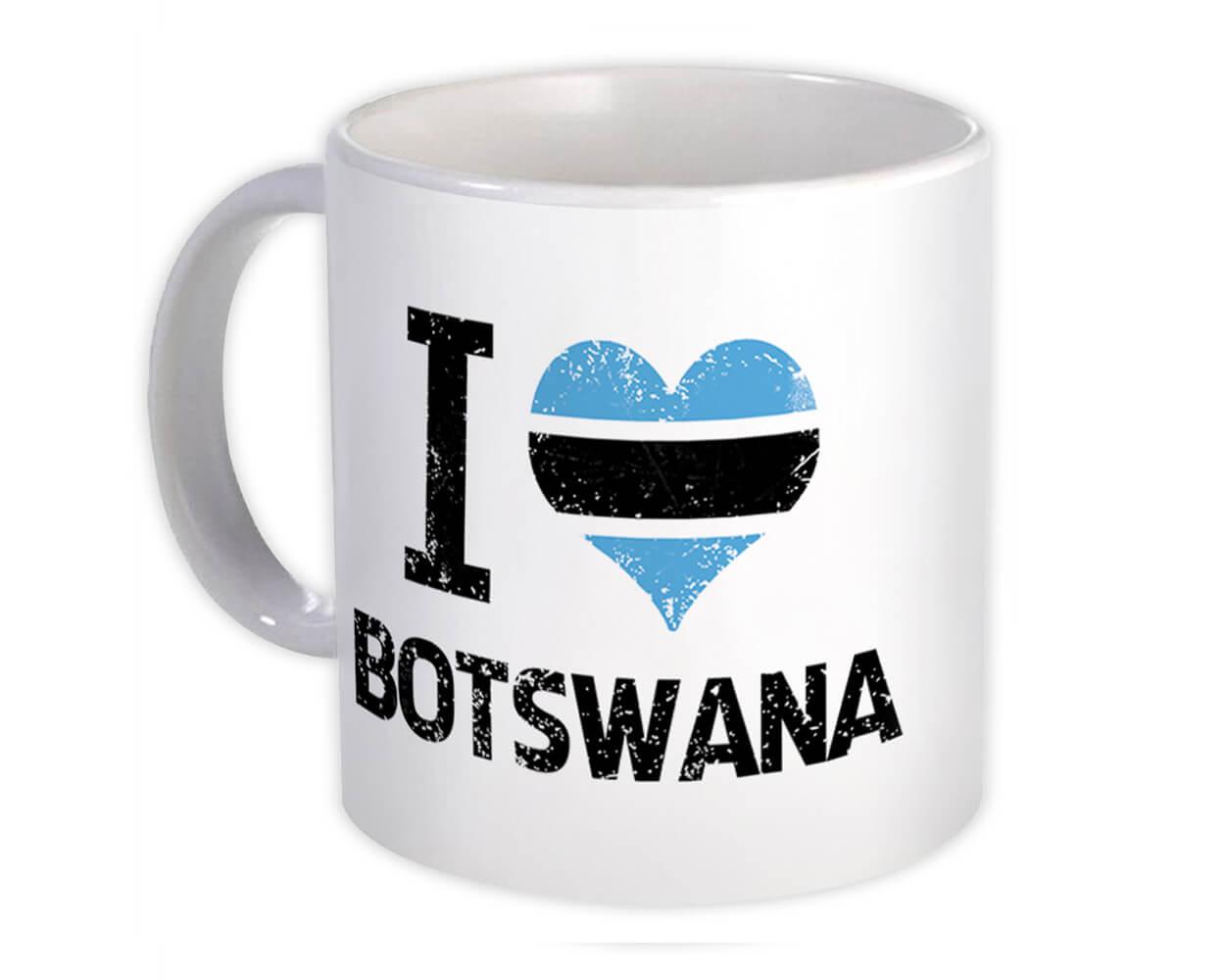 Gift Mug : I Love Botswana Heart Flag Country Crest Botswanan Expat