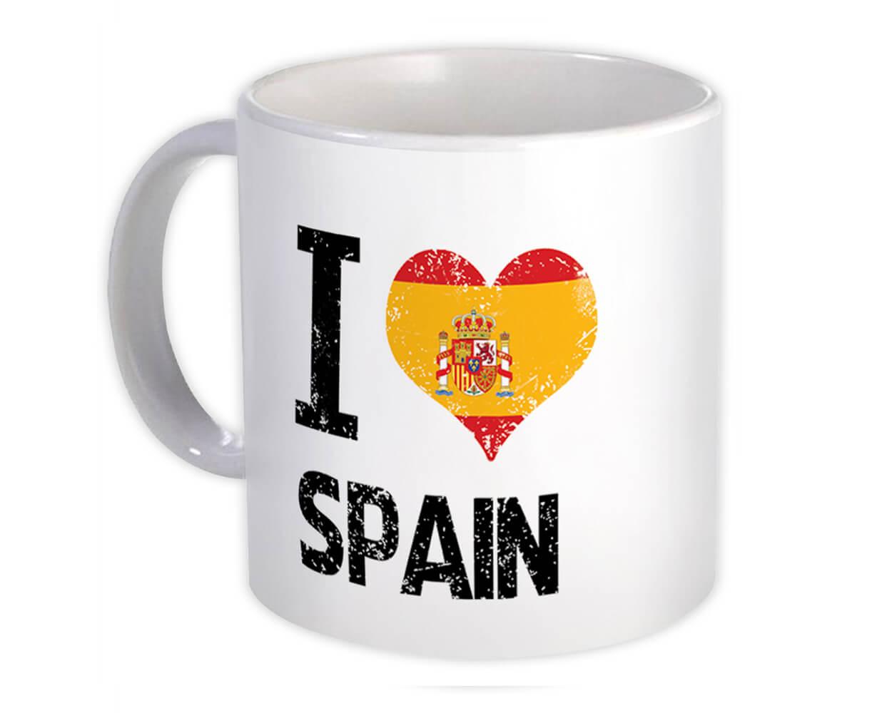 Gift Mug : I Love Spain Heart Flag Country Crest Spanish Expat