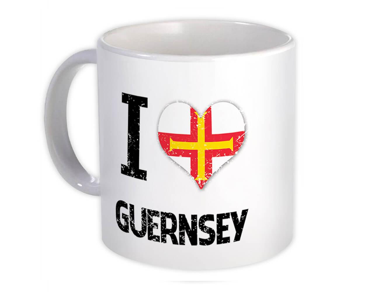 Gift Mug : I Love Guernsey Heart Flag Country Crest Expat