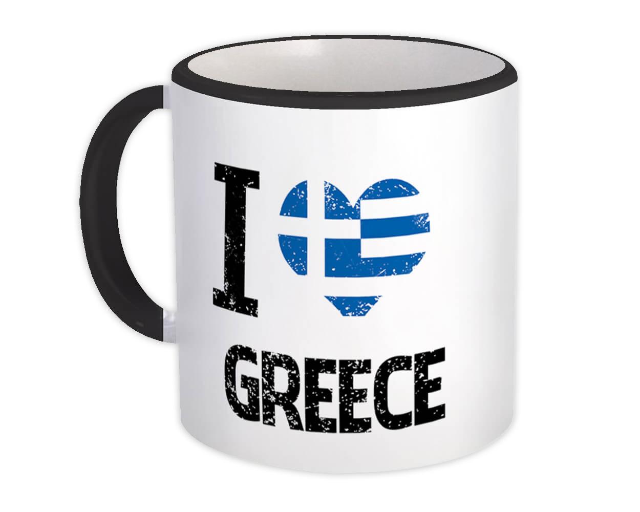 Gift Mug : I Love Greece Heart Flag Country Crest Greek Expat