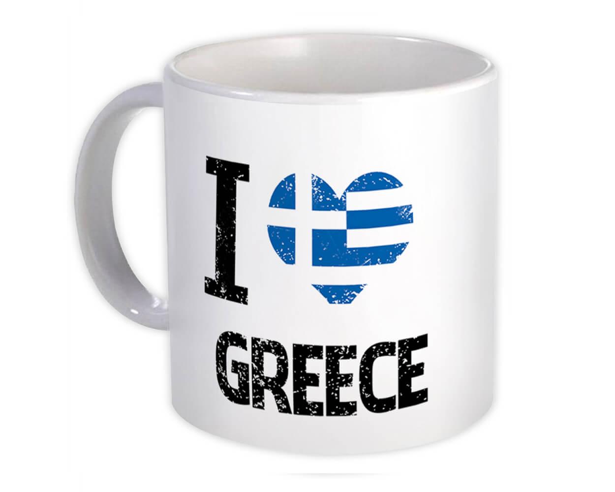 Gift Mug : I Love Greece Heart Flag Country Crest Greek Expat